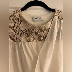 BAILEY 44 Blouse with Snake Skin Leather Detail, Silk and Cotton back XS